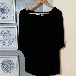 Chico’s Travelers Women’s Liquid Knit Elegant Black Drape Blouse Size S/M